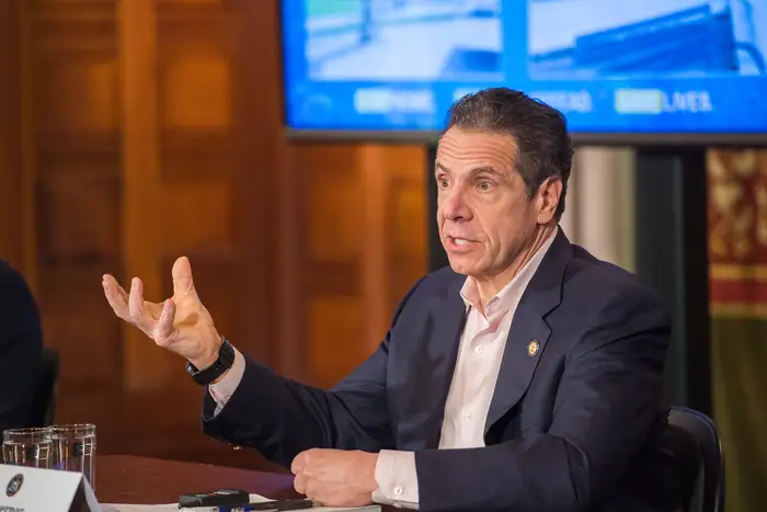 Governor Cuomo delivers a press briefing on coronavirus on April 12, 2020.